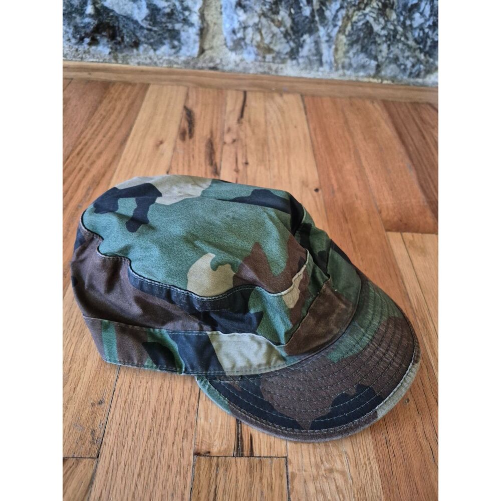 VTG USMC M81 Woodland Camo 8 Point Utility Cover Hat Cap Small Size 6 1/8 USGI